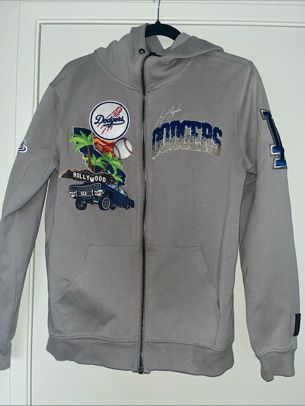 Pro Standard Gray Dodgers Zip-Up Hoodie Jacket